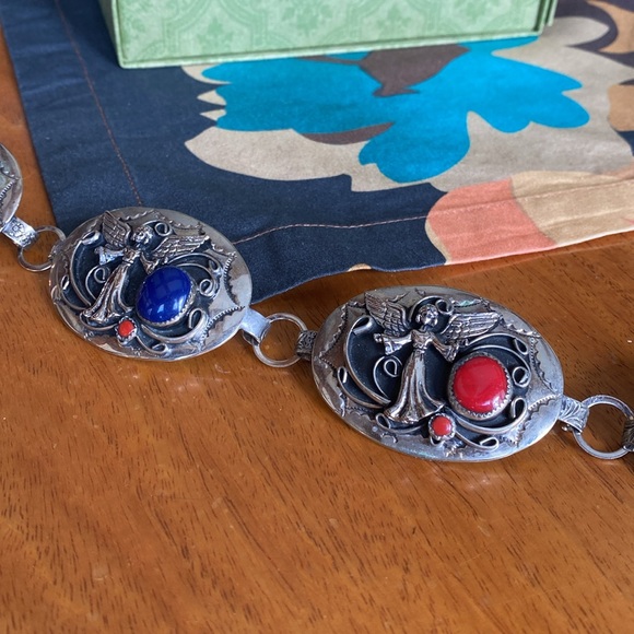 Silver link belt with semi precious stones - Picture 5 of 7